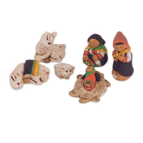 Alternate image for Andean Style Petite Ceramic Nativity Scene 7 Pieces Hope of the Andes