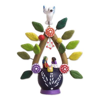 Alternate image for Folk Art-Inspired Hand-Painted Leafy Ceramic Nativity Scene Holy Birth I