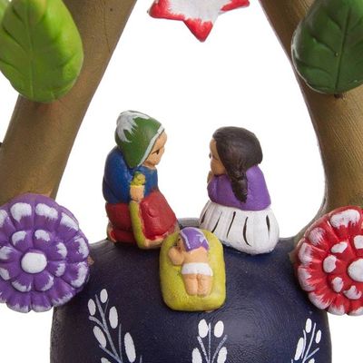 Alternate image for Folk Art-Inspired Hand-Painted Leafy Ceramic Nativity Scene Holy Birth I