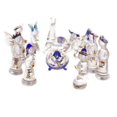 Alternate image for Clear Gilded Glass Nativity Scene from Peru 12 Piece Andean Festivity
