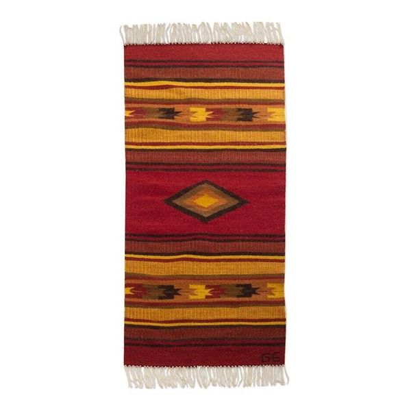 Alternate image for Hand-woven 2x5 Red And Yellow Alpaca Wool Rug From Peru Empire