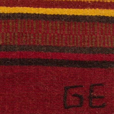 Alternate image for Hand-woven 2x5 Red And Yellow Alpaca Wool Rug From Peru Empire
