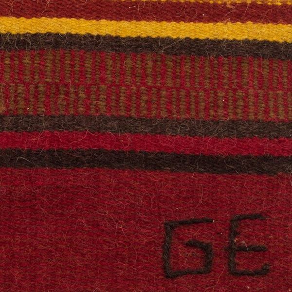 Alternate image for Hand-woven 2x5 Red And Yellow Alpaca Wool Rug From Peru Empire