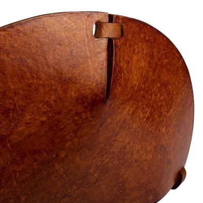 Alternate image for Brown Hand Tooled Leather Catchall Plate from Peru Colonial Florals