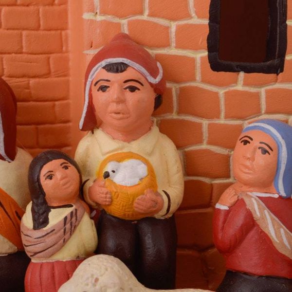 Alternate image for Hand-Painted Ceramic Nativity Sculpture from Peru Andean Church