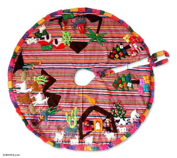 Alternate image for Applique Christmas tree skirt Noel