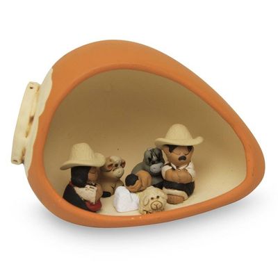 Alternate image for Traditional Pumpkin-Themed Painted Ceramic Nativity Scene Pumpkin Love