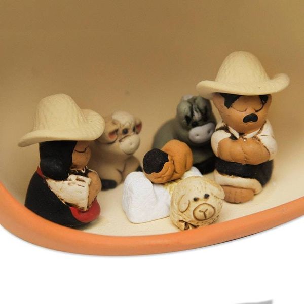 Alternate image for Traditional Pumpkin-Themed Painted Ceramic Nativity Scene Pumpkin Love