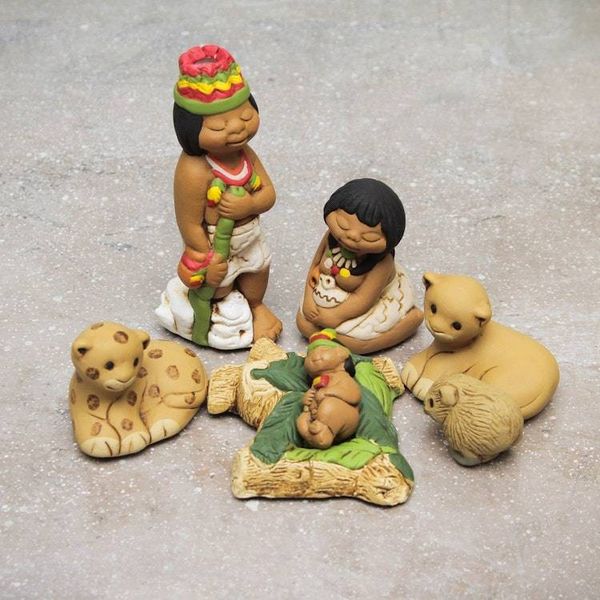 Alternate image for Handpainted Traditional Nativity Scene from Peru Set of 7 Born in the Amazon