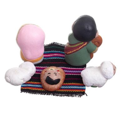 Alternate image for Small Handmade Nativity Scene 5 Pieces Blessed Night