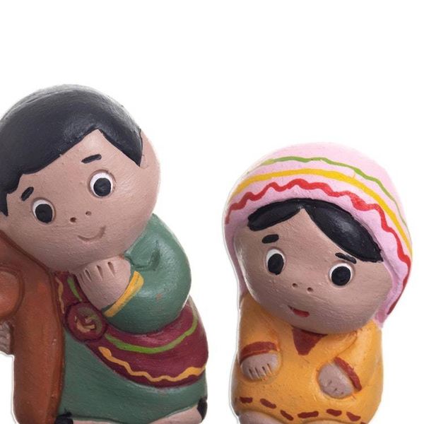 Alternate image for Small Handmade Nativity Scene 5 Pieces Blessed Night