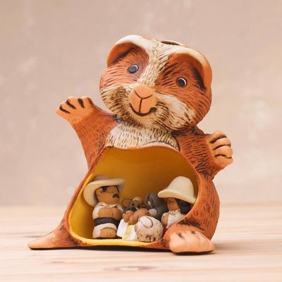 Alternate image for Guinea Pig Andean Christmas Nativity Scene in Ceramic Guinea Pig Christmas