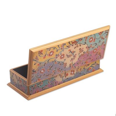Alternate image for Reverse-Painted Glass Floral Decorative Box in Gold Tone Sweet Beauty