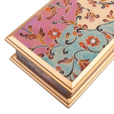 Alternate image for Reverse-Painted Glass Floral Decorative Box in Gold Tone Sweet Beauty