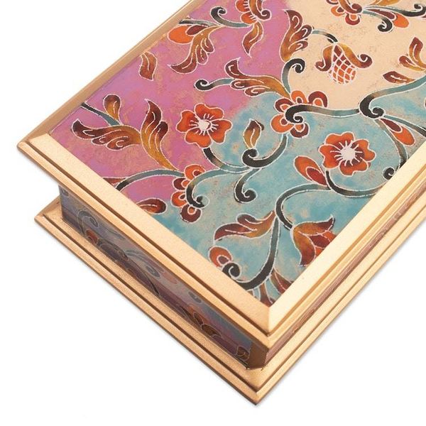Alternate image for Reverse-Painted Glass Floral Decorative Box in Gold Tone Sweet Beauty