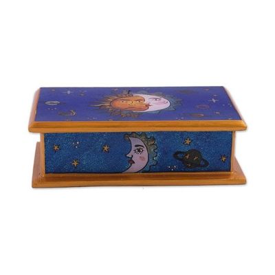 Alternate image for Sun-Themed Reverse Painted Glass Decorative Box from Peru Solar Love