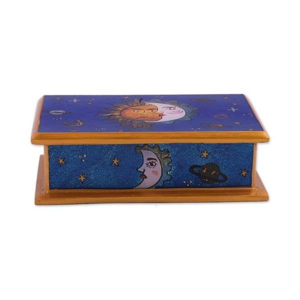 Alternate image for Sun-Themed Reverse Painted Glass Decorative Box from Peru Solar Love
