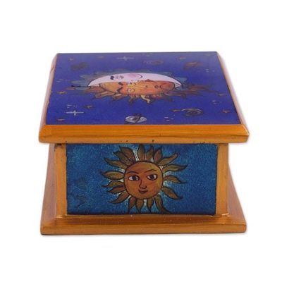 Alternate image for Sun-Themed Reverse Painted Glass Decorative Box from Peru Solar Love