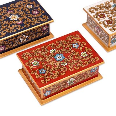 Alternate image for Reverse Painted Glass Floral Decorative Box from Peru Fancy Florals