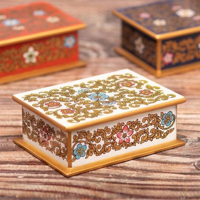 Alternate image for Reverse Painted Glass Floral Decorative Box from Peru Fancy Florals