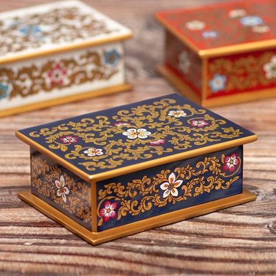 Alternate image for Reverse Painted Glass Floral Decorative Box from Peru Fancy Florals