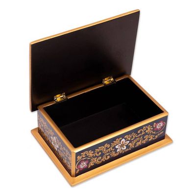 Alternate image for Reverse Painted Glass Floral Decorative Box from Peru Fancy Florals
