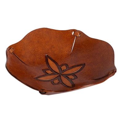 Alternate image for Pure Leather Catchall with Floral Design from Peru Andean Flower