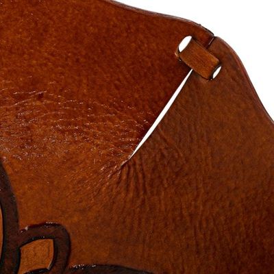 Alternate image for Pure Leather Catchall with Floral Design from Peru Andean Flower