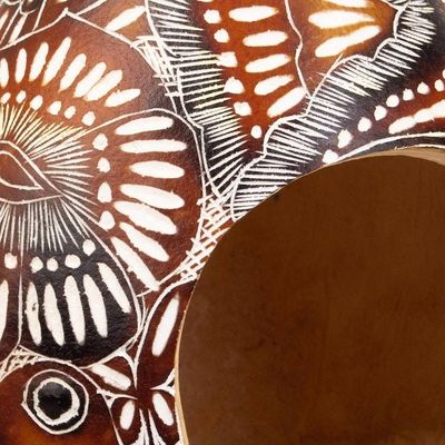 Alternate image for Handmade Dried Gourd Birdhouse with Andean and Bird Details Garden Chant