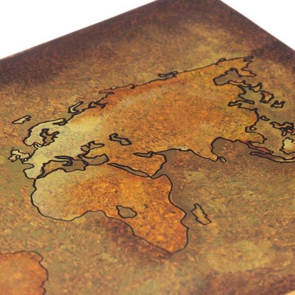 Alternate image for Golden World Map Reverse-Painted Glass Wood Decorative Box Cartographers Treasure