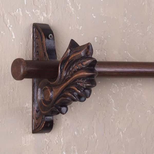 Alternate image for Carved Acanthus Leaf Cedar Wood Tapestry Rod Acanthus