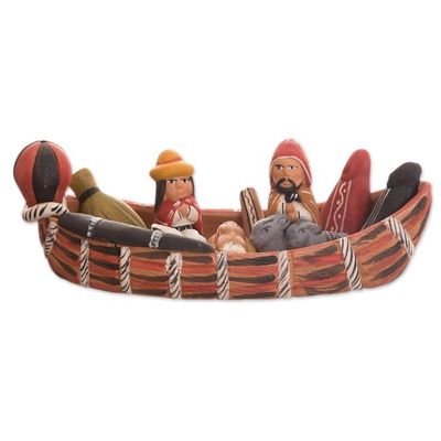 Alternate image for Peruvian Nativity Scene Ceramic Sculpture Born in a Canoe
