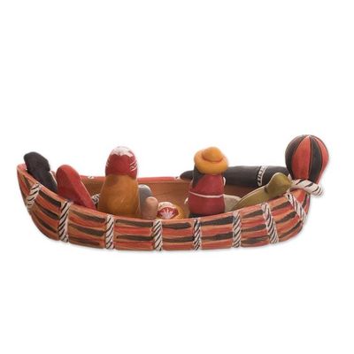 Alternate image for Peruvian Nativity Scene Ceramic Sculpture Born in a Canoe