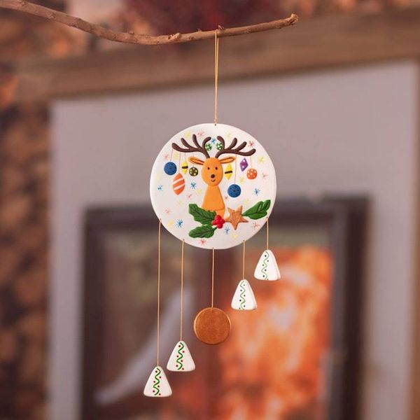 Alternate image for Christmas Reindeer Ceramic Wall Art Handcrafted in Peru Dreamy Rudolph
