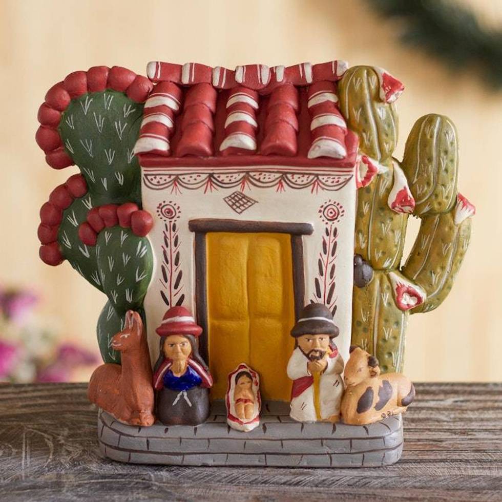 Ceramic nativity scene 'Christmas at Home'