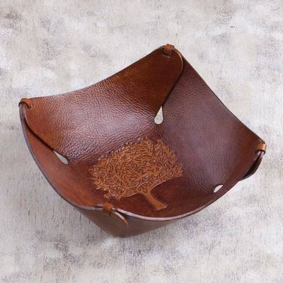Primary image for Tree of Life Artisan Crafted Tooled Leather Catchall Tree of Life