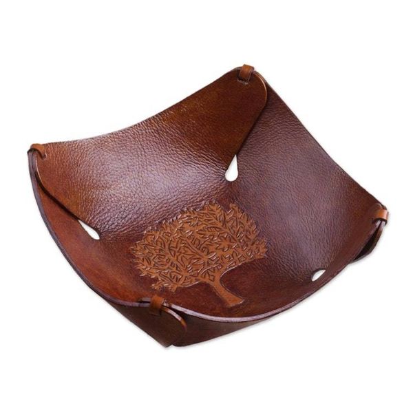 Alternate image for Tree of Life Artisan Crafted Tooled Leather Catchall Tree of Life