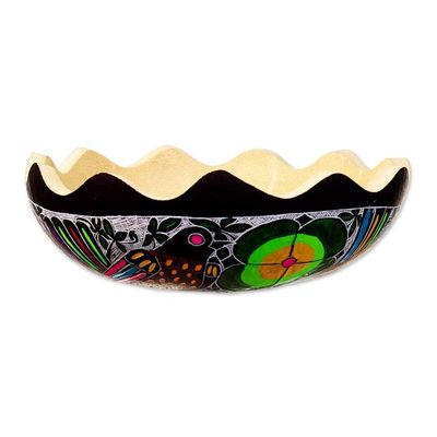 Alternate image for Hand-Painted and Carved Dried Gourd Catchall from Peru Sweet Spring Scent
