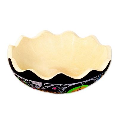 Alternate image for Hand-Painted and Carved Dried Gourd Catchall from Peru Sweet Spring Scent