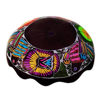 Alternate image for Hand-Painted and Carved Dried Gourd Catchall from Peru Sweet Spring Scent