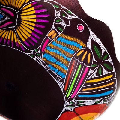 Alternate image for Hand-Painted and Carved Dried Gourd Catchall from Peru Sweet Spring Scent