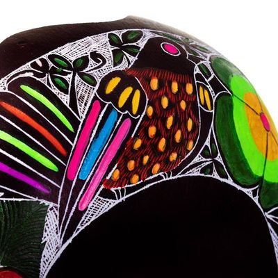 Alternate image for Hand-Painted and Carved Dried Gourd Catchall from Peru Sweet Spring Scent