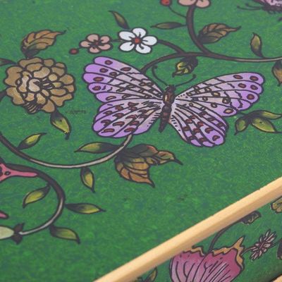 Alternate image for Reverse Painted Glass Butterfly Decorative Box in Emerald Butterfly Jubilee in Emerald