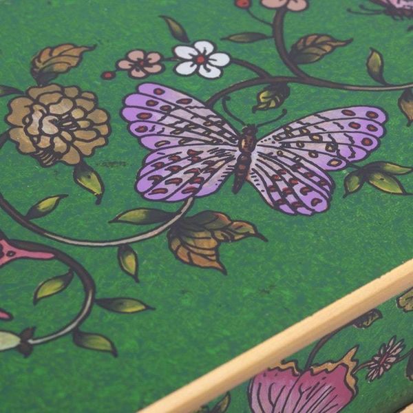 Alternate image for Reverse Painted Glass Butterfly Decorative Box in Emerald Butterfly Jubilee in Emerald