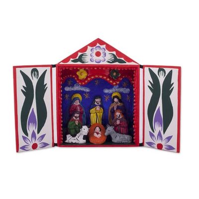 Alternate image for Handmade Ayacucho Ceramic Folk Art Christmas Retablo Diorama Holy Family with the Magi