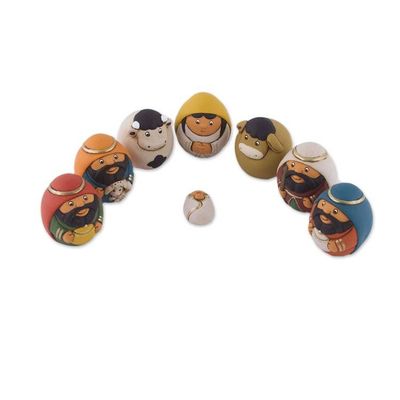 Alternate image for 7 Piece Egg-Shaped Diminutive Ceramic Nativity Scene Christmas Egg-citement