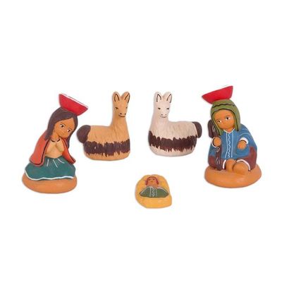 Alternate image for Hand-Painted Ceramic Andean Nativity Scene from Peru Cuzco Birth