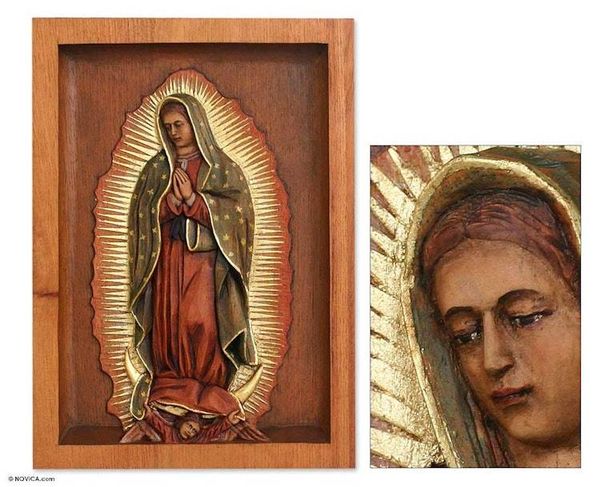 Alternate image for Religious Christianity Wood Relief Panel for the Wall Our Lady of Guadalupe