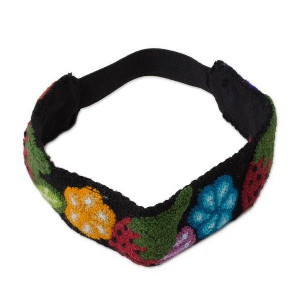 Alternate image for Floral and Strawberry Pattern Wool Headband from Peru Flowers and Strawberries