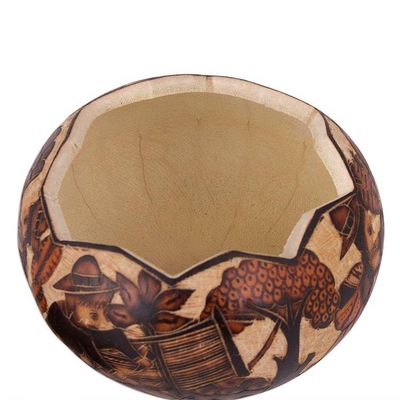 Alternate image for Hand Carved Andean Traditional Village Gourd Decorative Box Honoring Tradition